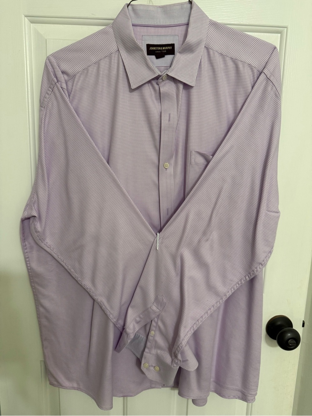 Johnston & Murphy Men's Light Purple Micro-Pattern Dress Shirt